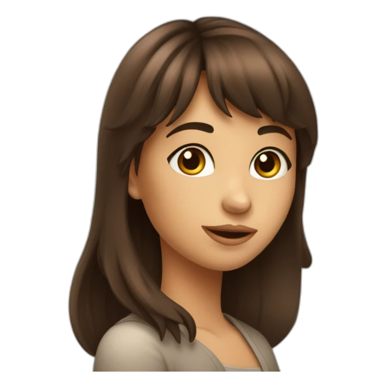 Fille avec une frange brune qui fait un bisous sticker