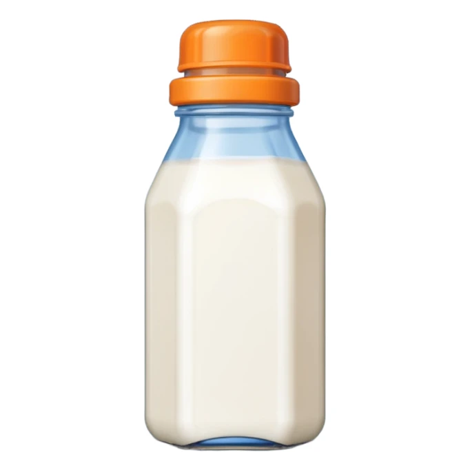 pixel art baby bottle containing milk with orange lid sticker