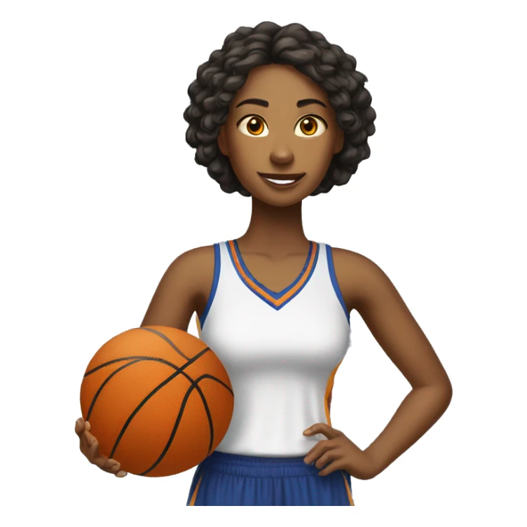 Chica vestida elegante y con una pelota de baloncesto  sticker