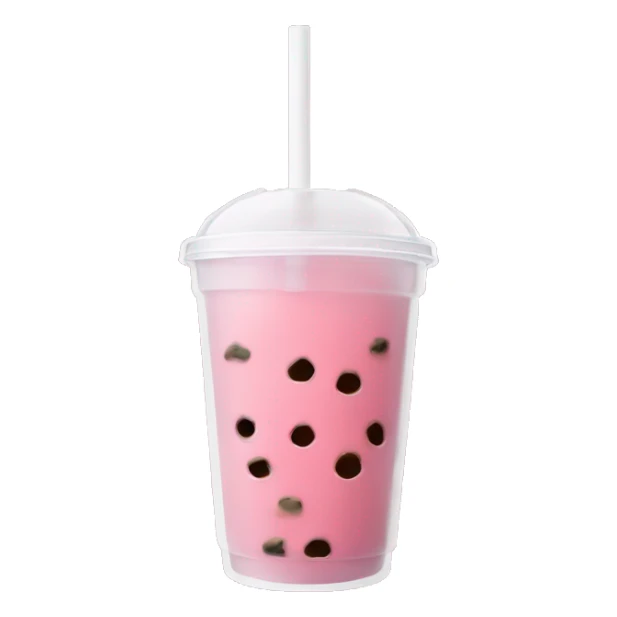 Pink boba with clear cup and white straw sticker