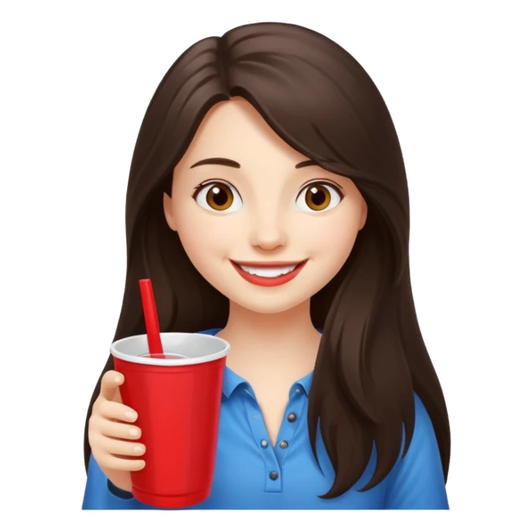 white happy long haired brunette girl with red solo cup sticker