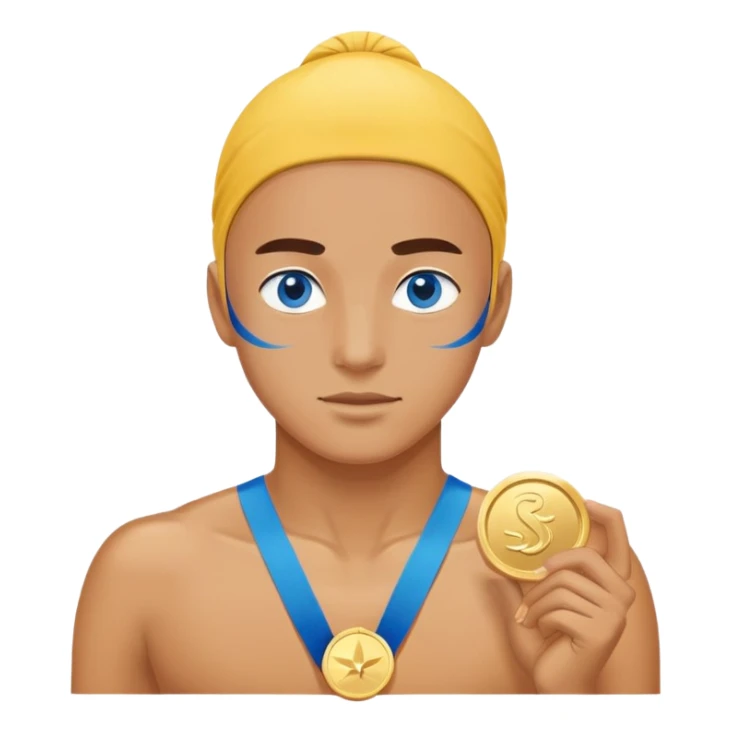 Swimmer, what won first place and has blue eyes sticker