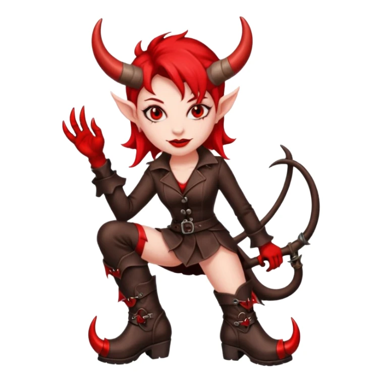 I need a female devil wearing leather boots emoji sticker