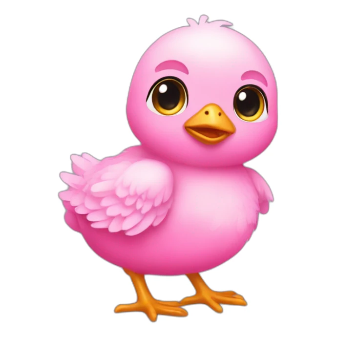 pink color baby chick sticker