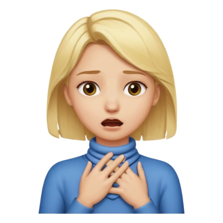 A blonde girl with her hands on her next choking  sticker