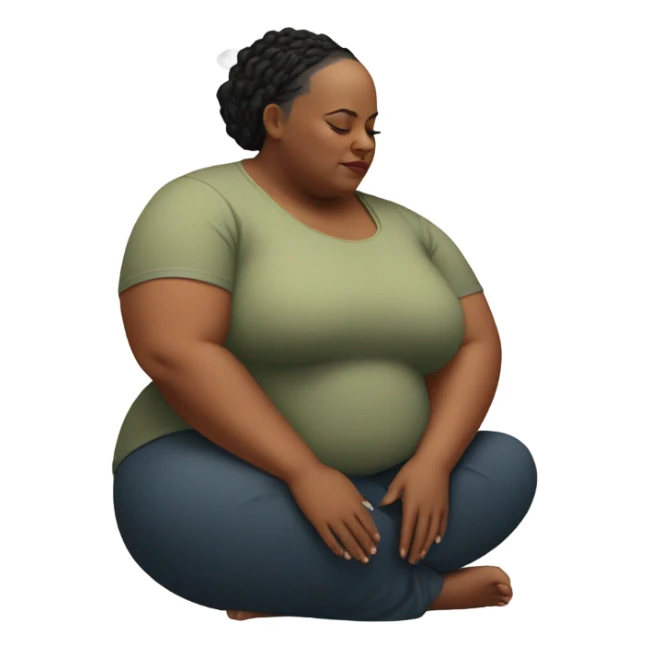 Plus size bald black woman meditating sticker