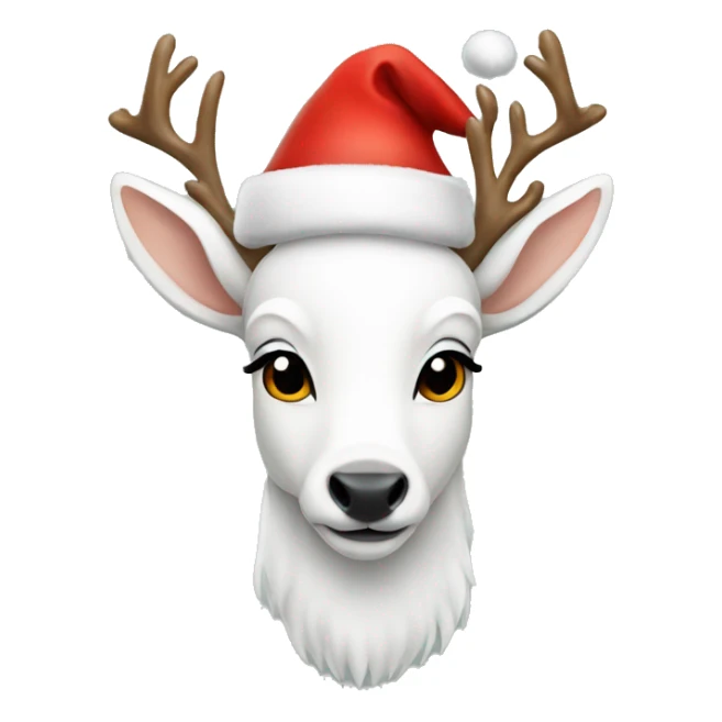 White deer in a Santa Claus hat sticker