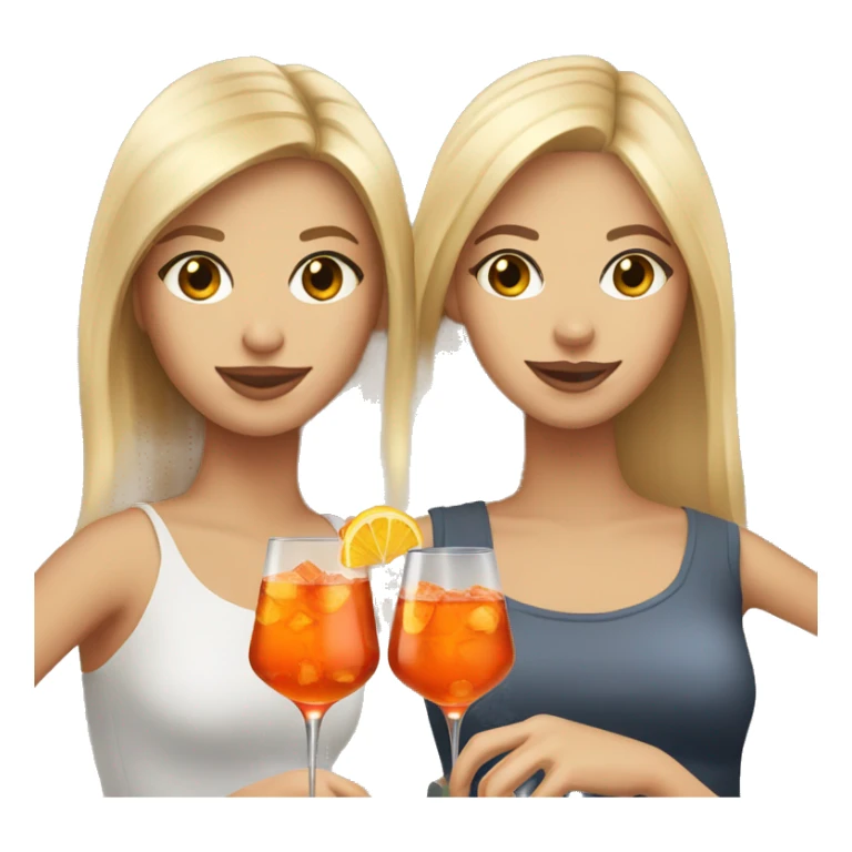 Two girls one blonde and one brown hair drinking aperol sticker