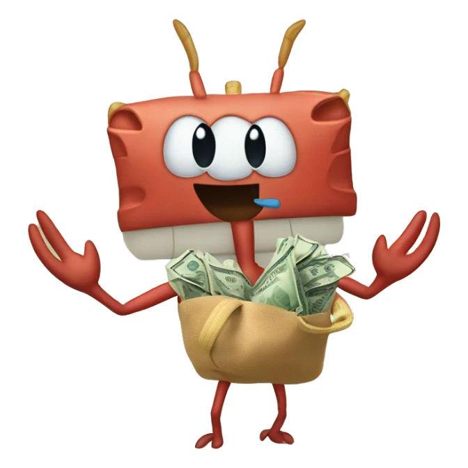 My krabs from SpongeBob holding a bag of money  sticker