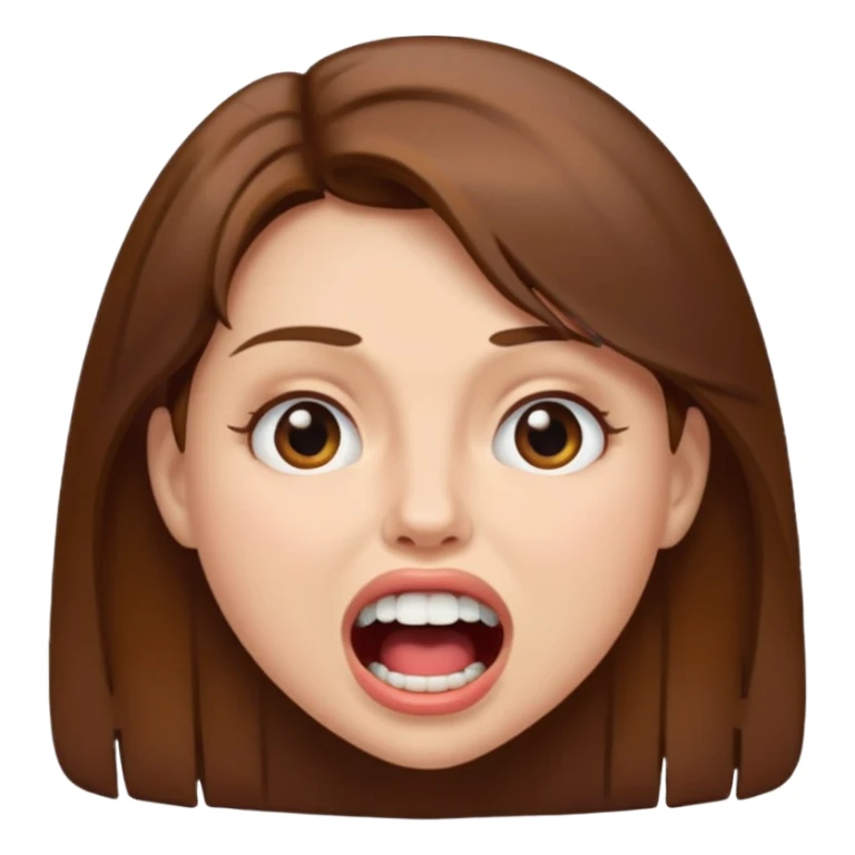 Woman brown hair. Mouth open. Not smiling sticker