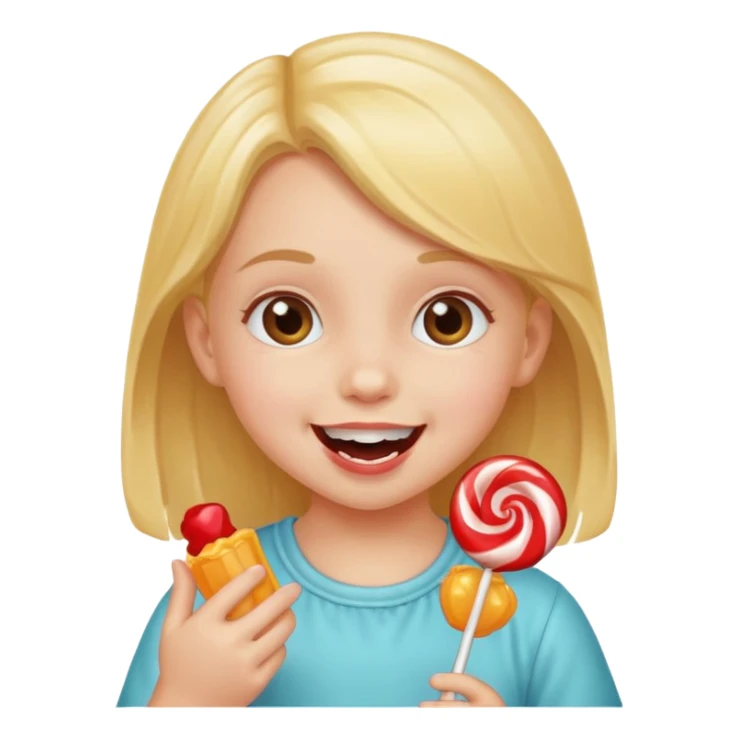 little girl eating candy sticker