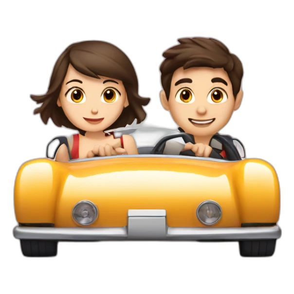 Brunette-boy-and-brunette-girl-roadster-car-driving sticker