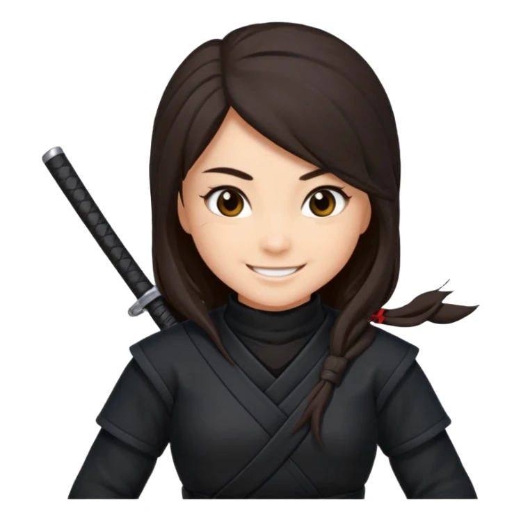 i need girl ninja smile with long dark brown hair sticker