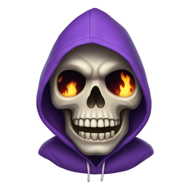 A skull with hoodie and purple flames sticker
