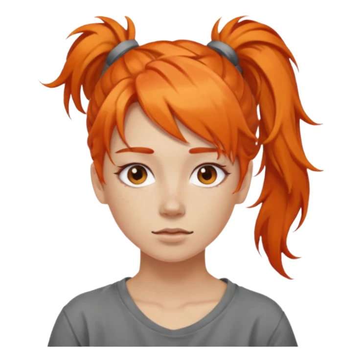 Artist with messy ponytail orange hair sticker