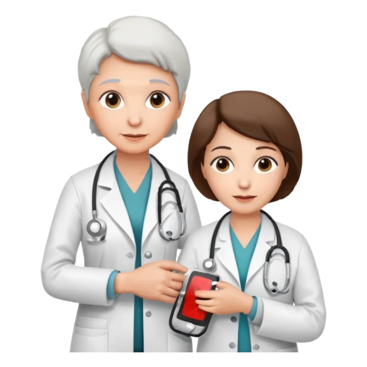 um medico medindo a pressão de uma idosa sticker