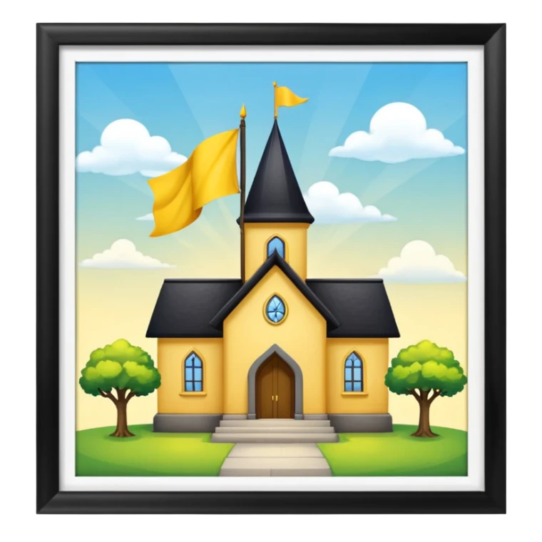 magic school, with a flag, flag on a roof, yellow flag sticker