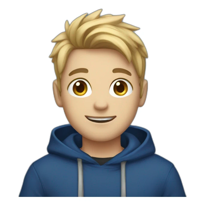 gamer boy in dark blue hoodie waving hello sticker