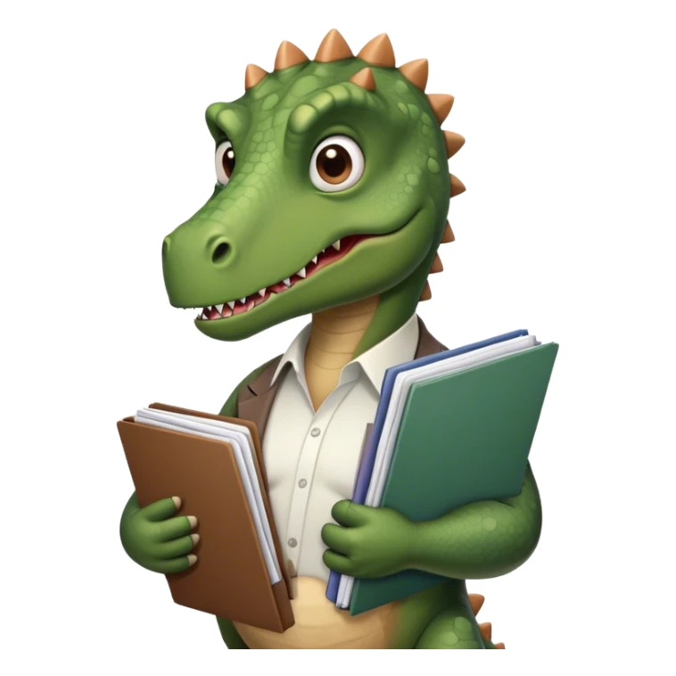 sad office dinosaur holding folders and papers sticker