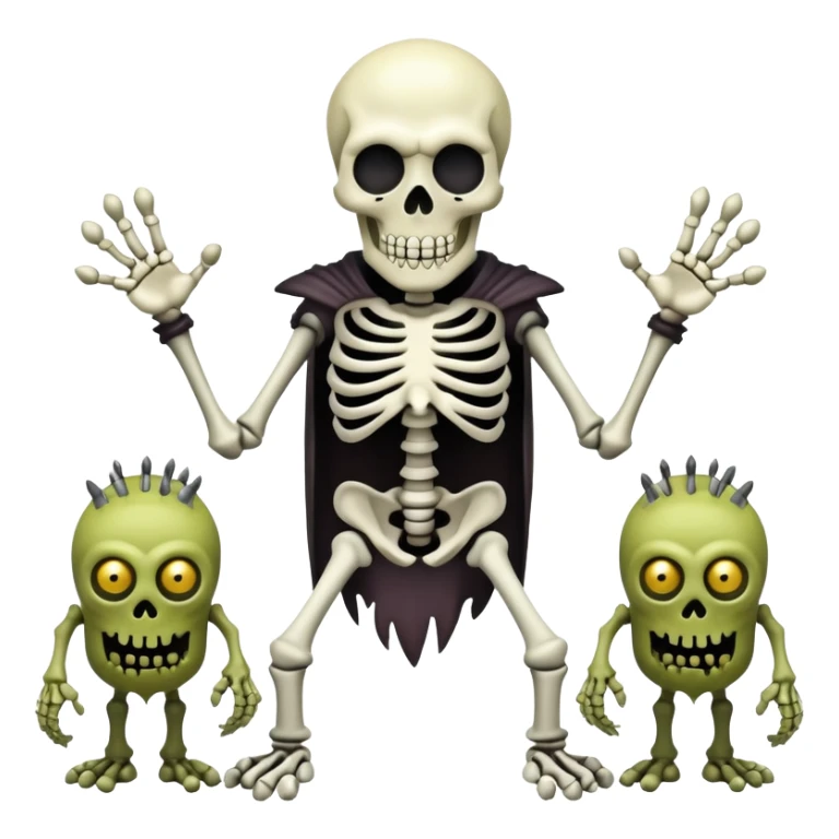 evil undead skeleton overlord with zombie minions sticker