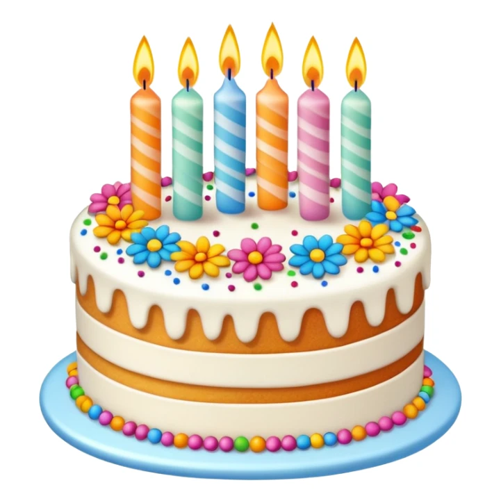 день рождения торт и цветы и свечи sticker