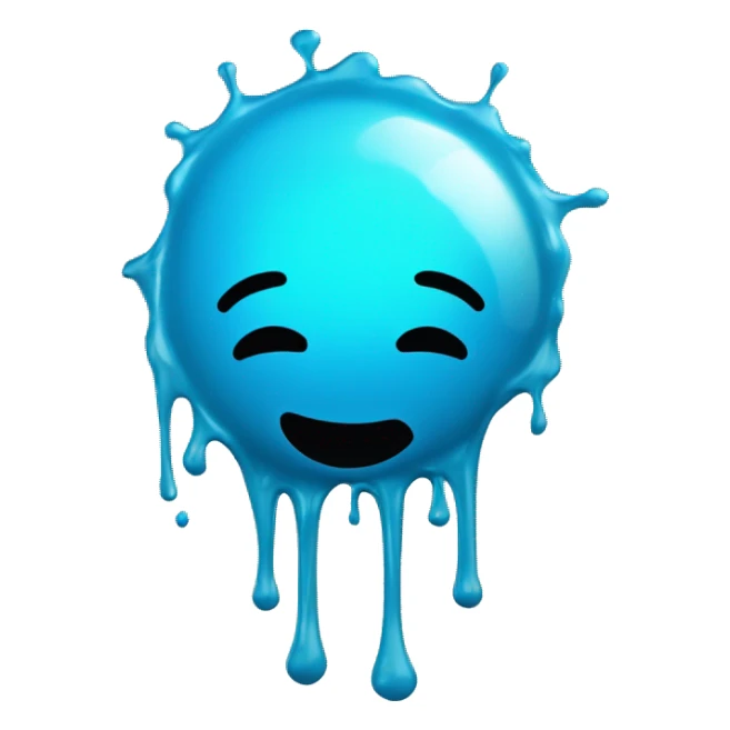 Glowing shiny Cyan blue goo splash splatter drip sticker