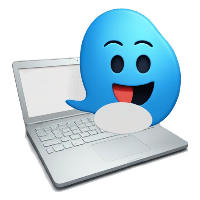 one blue Speech Balloon on top of laptop  sticker