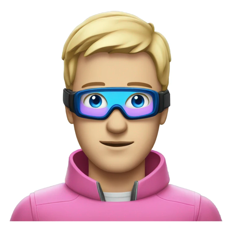 Guy with blue eyes and pink scuba mask sticker