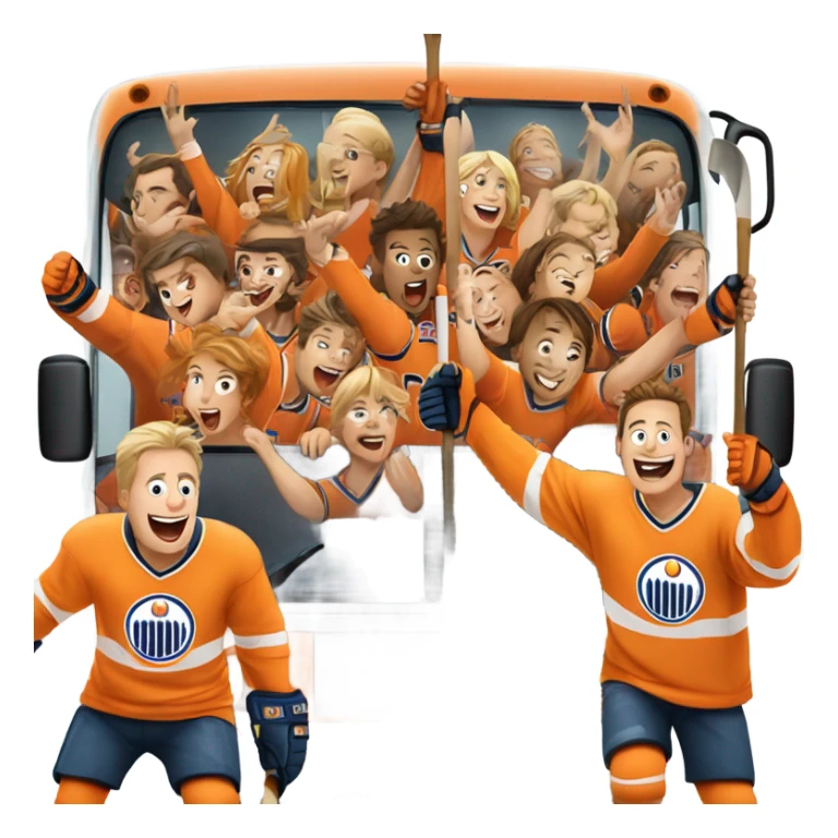 Orange and white hockey bus trip sticker