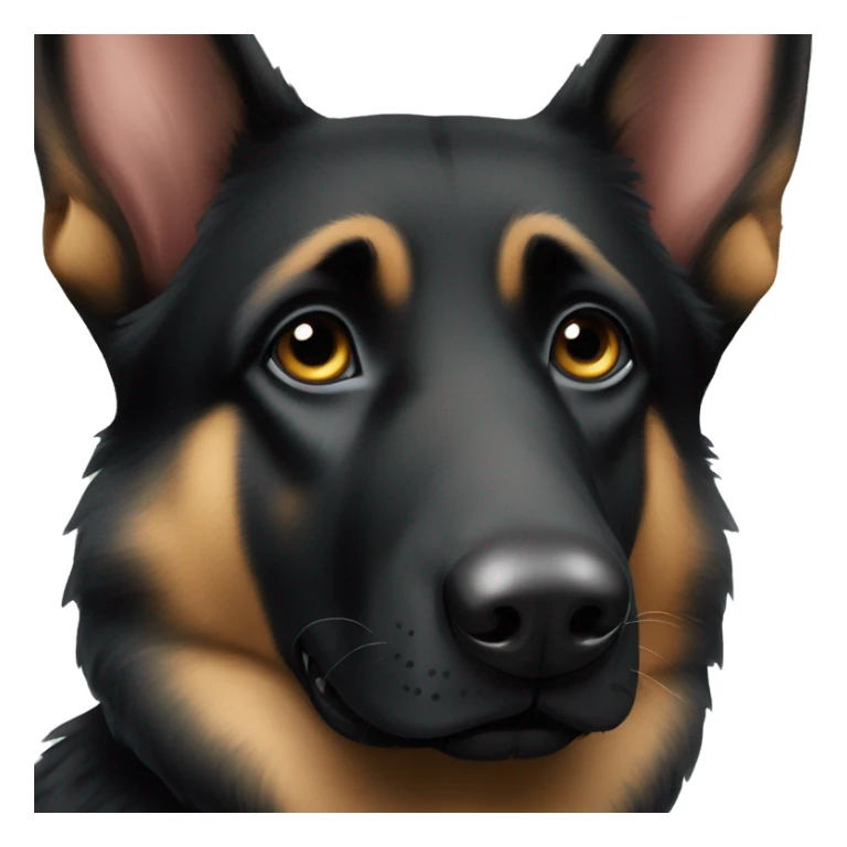 Black German shepherd with puppy dog eyes sticker