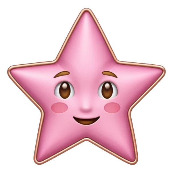 rose gold star, metallic pink-gold, cheerful expression emoji sticker