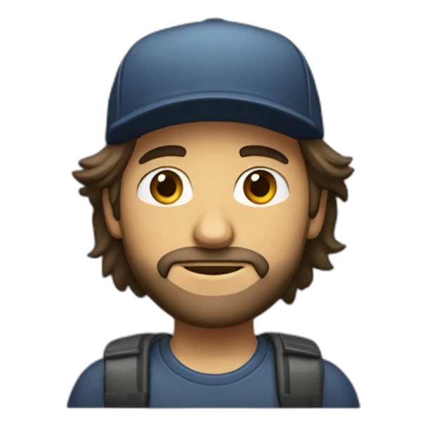 Alex hormozi with long hair and a cap standing sticker