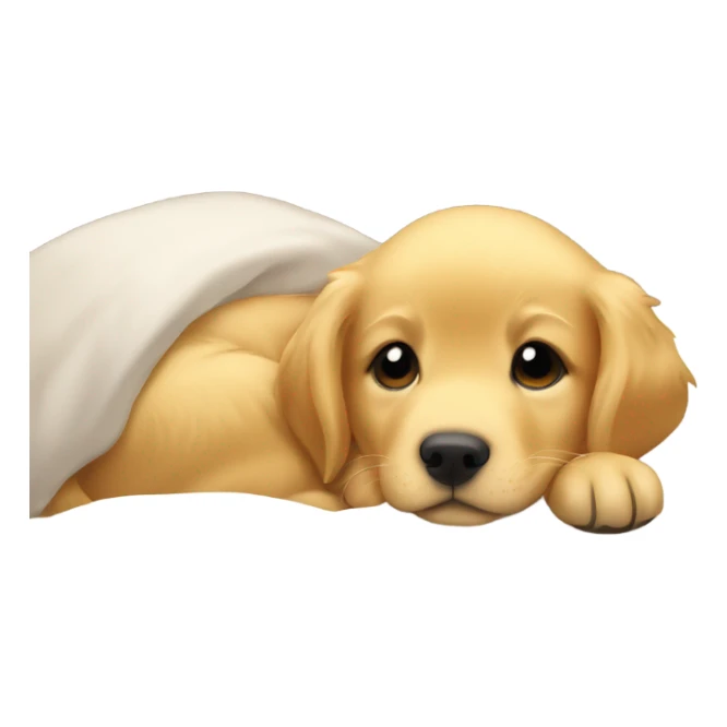 Golden Retriever puppys snuggling in bed sticker