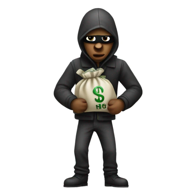 A robber with a bag of money sticker