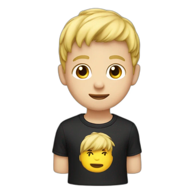 blond boy - cap  - hair short - shirt black sticker