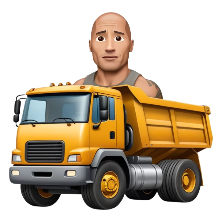 Dwayne the rock Johnson face on a dump truck sticker