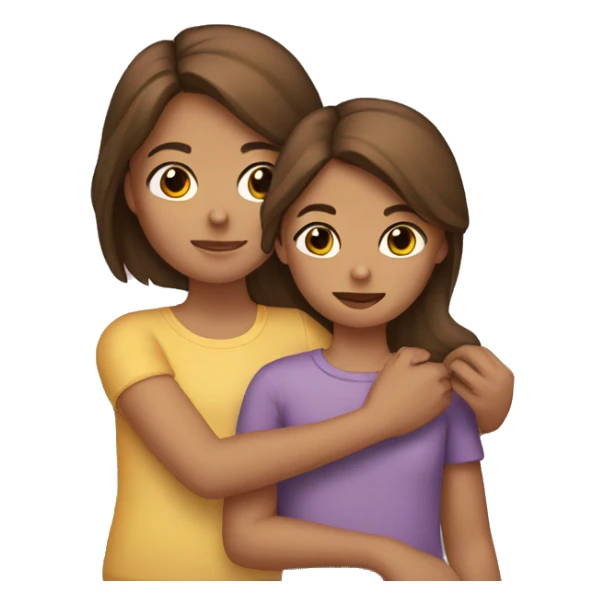 A girl holding a sister with brown hair sticker