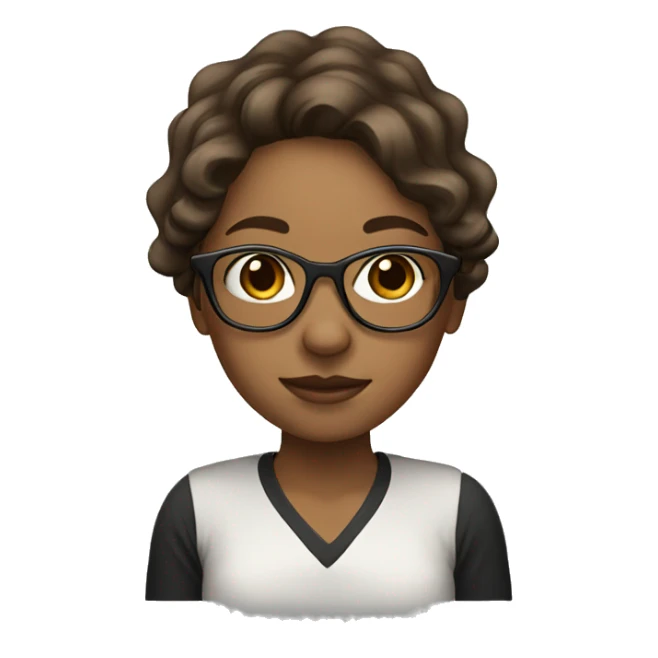 A girl with glasses and long wavy brown hair sticker