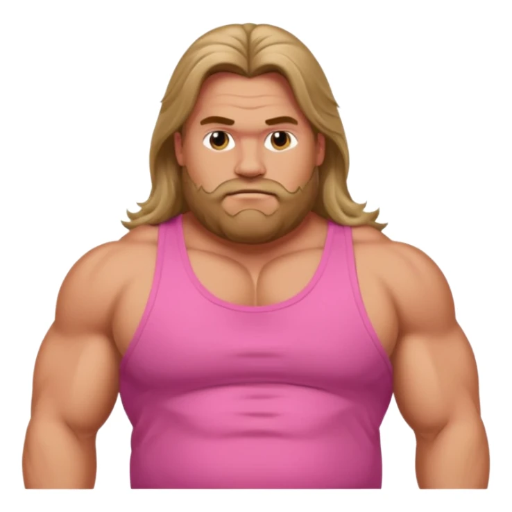 Long hair fat muscle men in pink tank top sticker