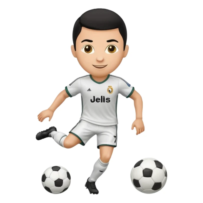 Cristiano Ronaldo inspired emoji, dribbling a soccer ball sticker