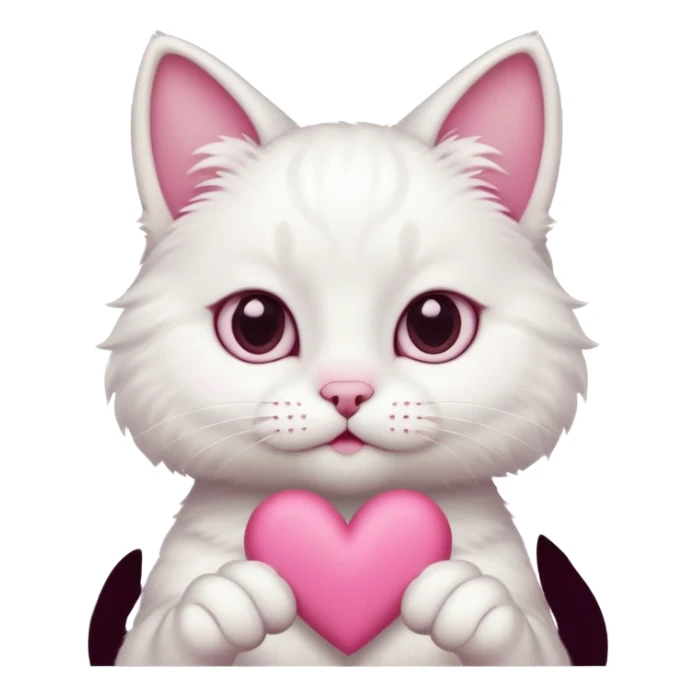 Cute white cat making heart shape with his hand above the head like this🙆‍♂️ sticker