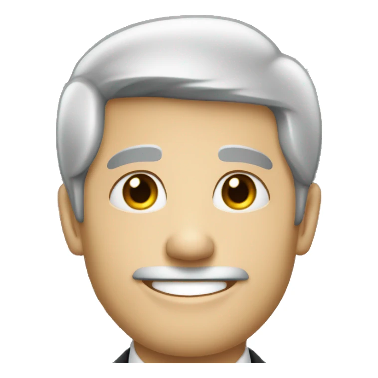 a white man with prominient smile, gray-black hair, in a formal suit sticker