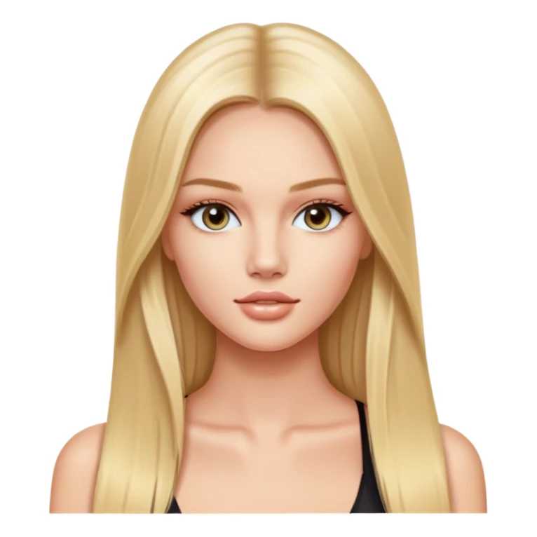 victoria’s secret model with long blonde straight hair, oval face shape  sticker