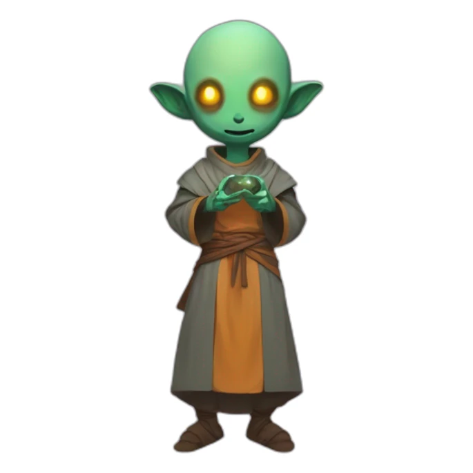 alien monk futuristic roguelike rpg style inspired by slay thee spire sticker