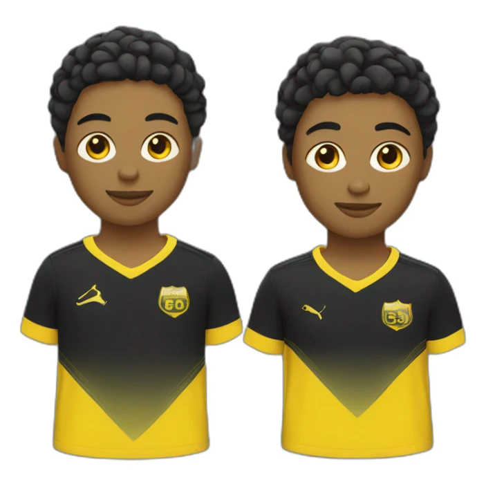people in soccer uniforms in the color black and yellow sticker