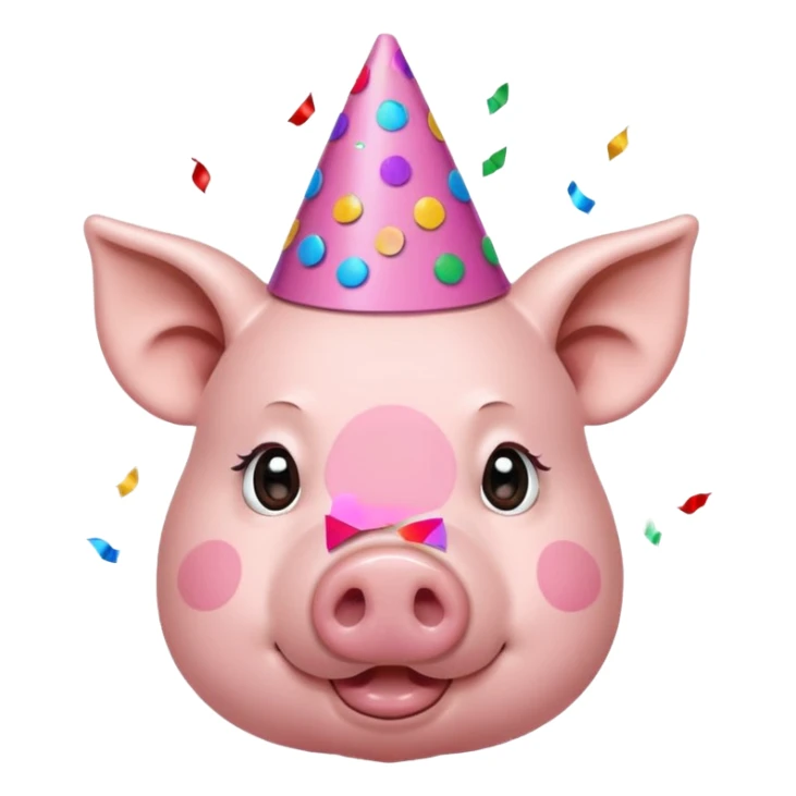 Party Pig – small pig with cone party hat and confetti sticker