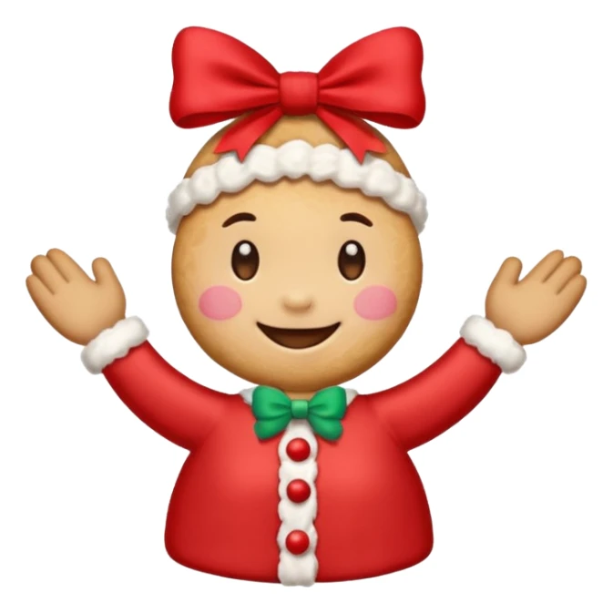 Christmas cookie with arms and legs but and red bow on her head sticker
