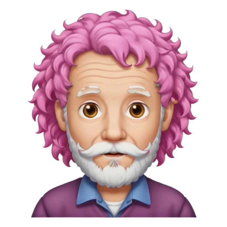old pink haired curly man with beard sticker