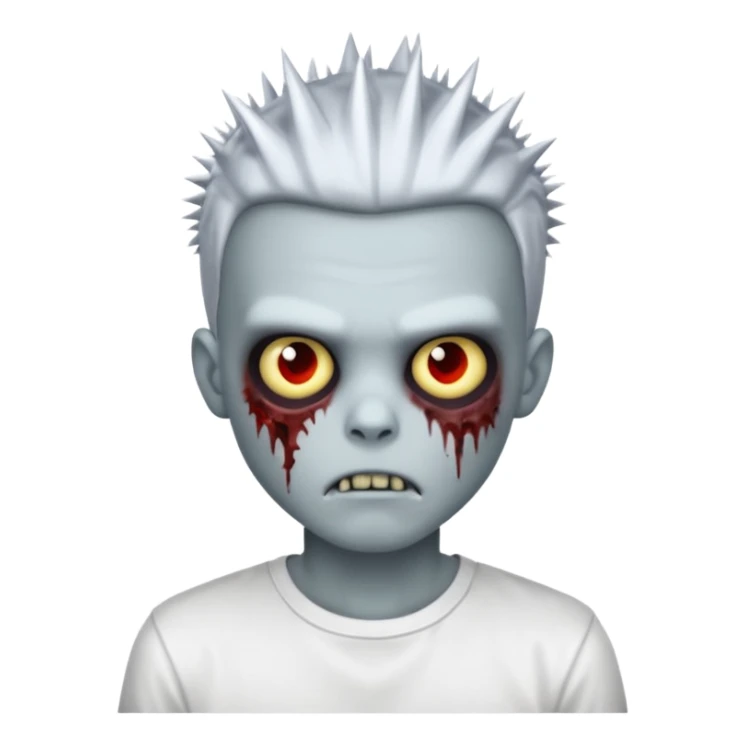 chrome zombie boy with spiky emo hair and white shirt sticker