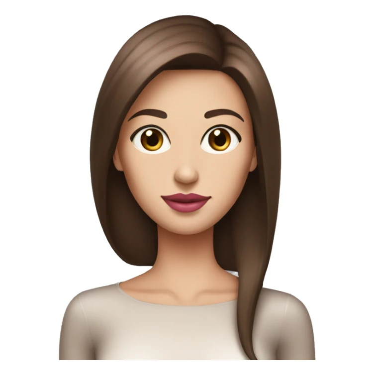 A beautiful woman with straight brown hair, pink lips, thin lips  sticker